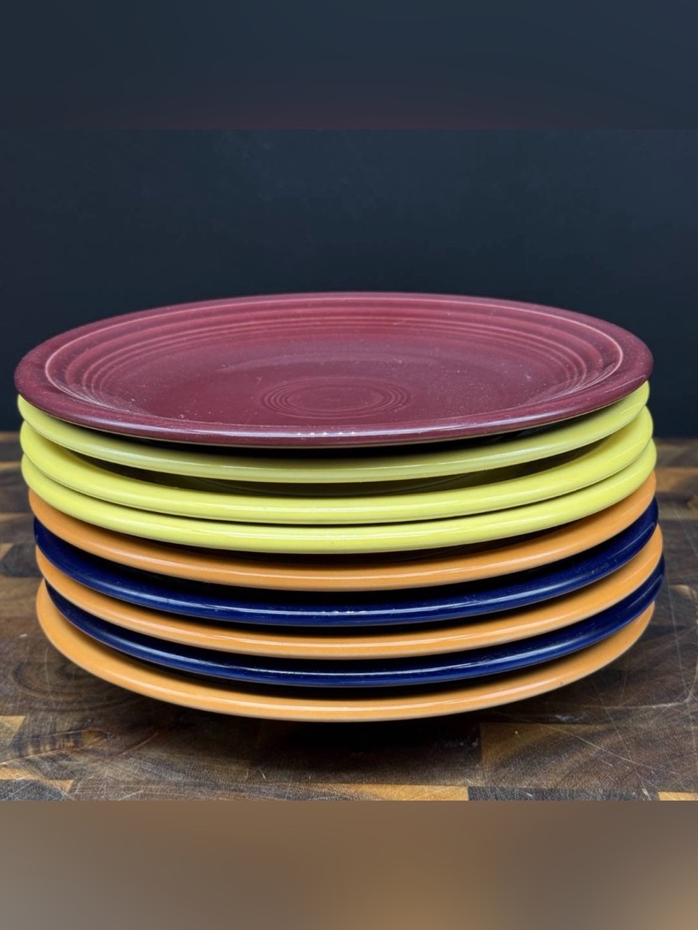 Fiesta HLC 7" Salad Dessert Plates Lot of 9, Mixed Rainbow Colors, Excellent